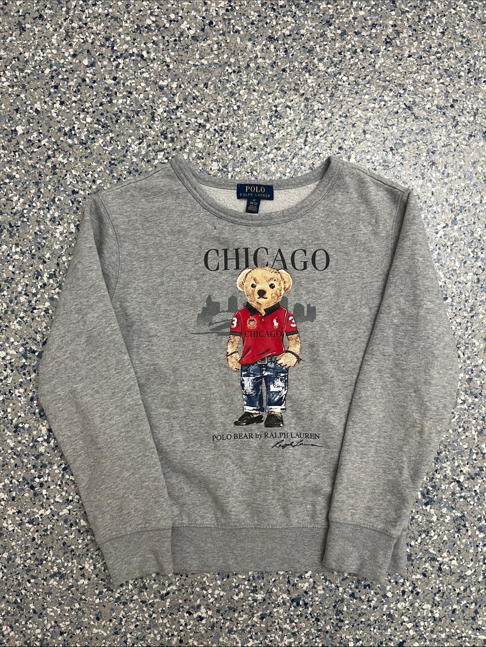 Polo by Ralph Lauren Gray Chicago Bear Crewneck Sweatshirt with Red Accent